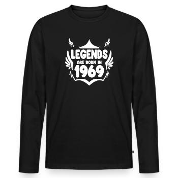 1969 - Born 1969 - Men's Premium Organic Long Sleeve Shirt - black - Front - Nico (187cm)