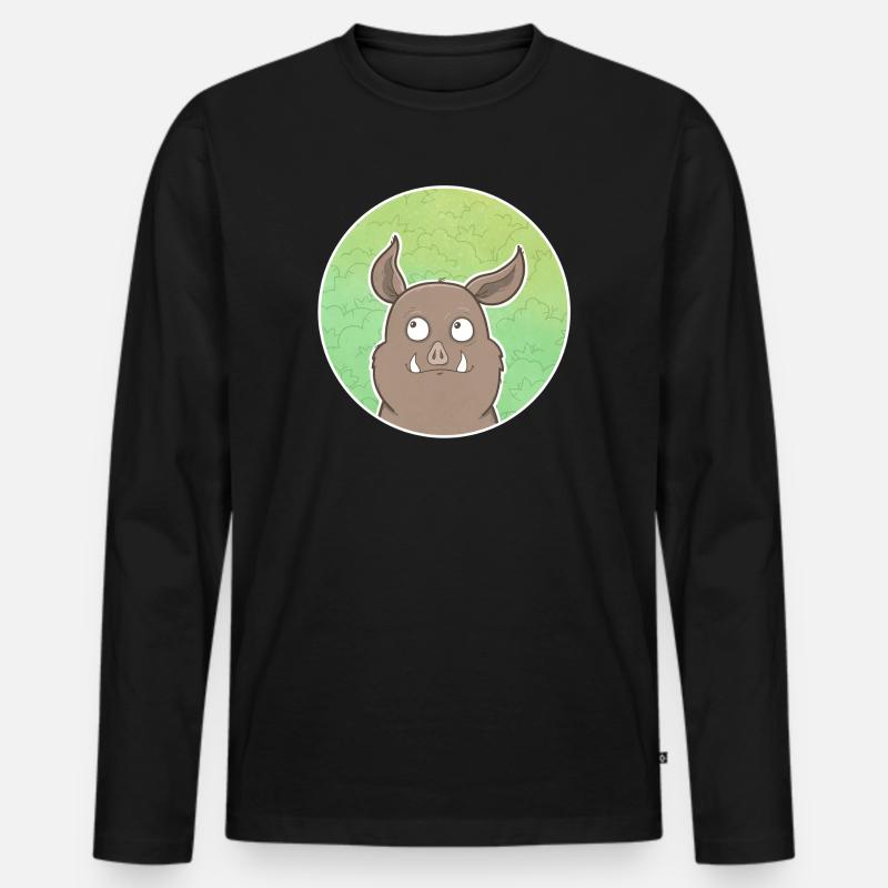 Wildschwein - Männer Premium Bio Langarmshirt - Schwarz