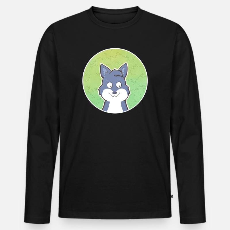 Wolf - Männer Premium Bio Langarmshirt - Schwarz