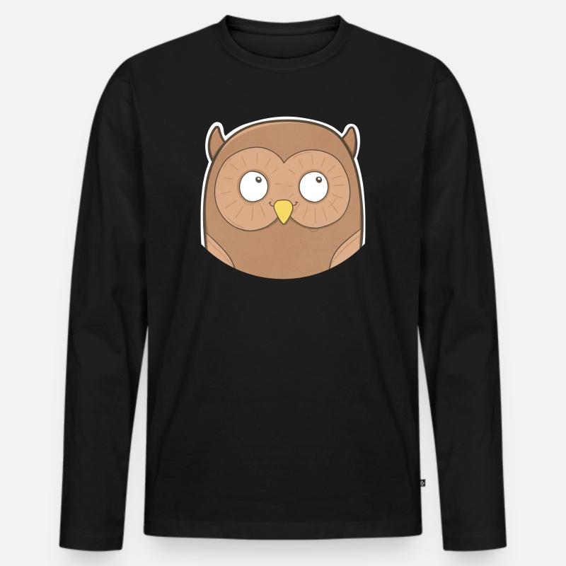 Eule - Männer Premium Bio Langarmshirt - Schwarz