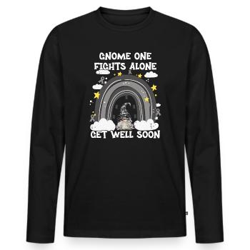 Gnome One fights skin cancer alone - Men's Premium Organic Long Sleeve Shirt - black - Front - Nico (187cm)