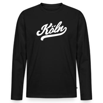 Köln Retro - Männer Premium Bio Langarmshirt - Schwarz - Vorne - Nico (187cm)