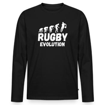 RUGBY, rugby sport, rugby humour - T-shirt manches longues Premium bio Homme - noir - Devant - Nico (187cm)