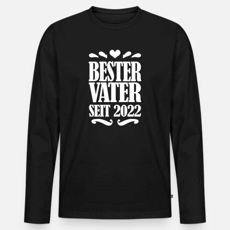 Bester Vater seit 2022 - Männer Premium Bio Langarmshirt - Schwarz