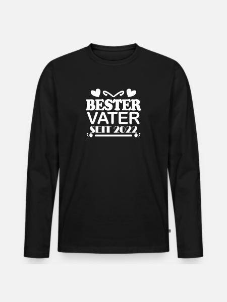 Bester Vater seit 2022 - Männer Premium Bio Langarmshirt - Schwarz