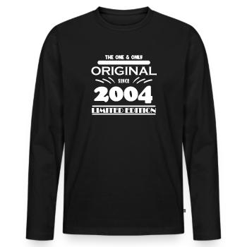 2004 - Jahrgang 2004 - Geburtsjahr 2004 - Männer Premium Bio Langarmshirt - Schwarz - Vorne - Nico (187cm)
