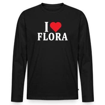 t-shirt J’aime Flora idée cadeau t-shirt - T-shirt manches longues Premium bio Homme - noir - Devant - Nico (187cm)