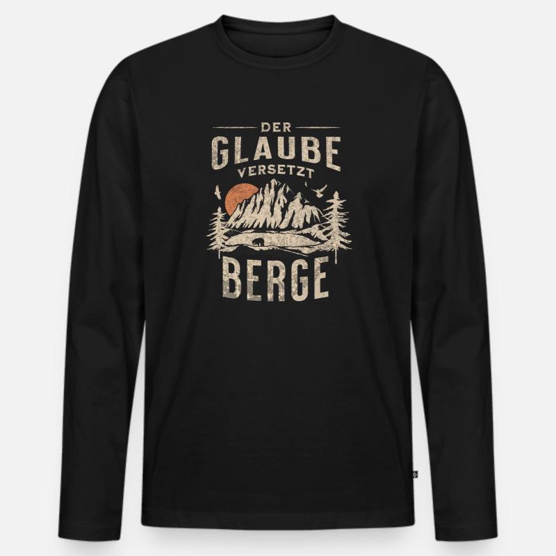 Glaube Versetzt Berge Landschaft - Männer Premium Bio Langarmshirt - Schwarz