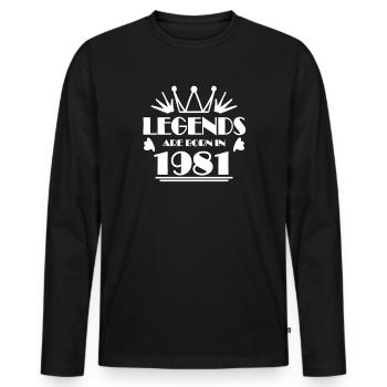 1981 - Jahrgang 1981 - Männer Premium Bio Langarmshirt - Schwarz - Vorne - Nico (187cm)