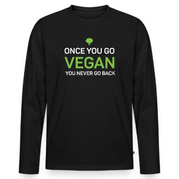 Une fois que vous devenez végétalien, vous n’y retournerez jamais - T-shirt manches longues Premium bio Homme - noir - Devant - Nico (187cm)