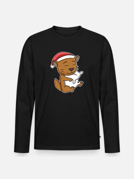 Chat somalien Noël Sleeping Tired - T-shirt manches longues Premium bio Homme - noir