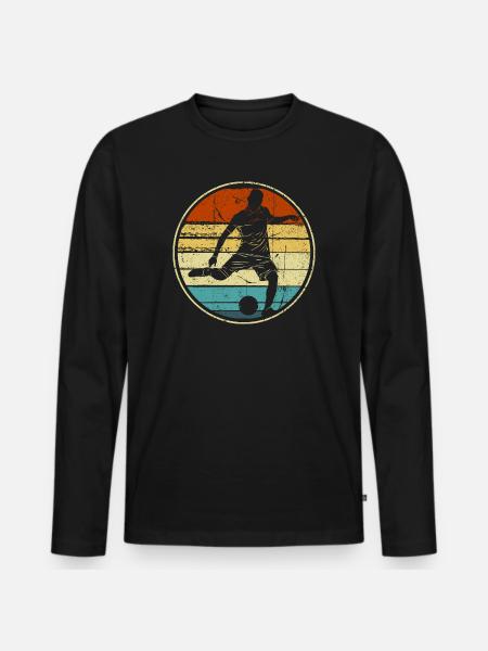 Retro Circular Soccer Silhouette - Men's Premium Organic Long Sleeve Shirt - black