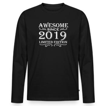 2019 - Vintage 2019 - Fantastic since 2019 - Men's Premium Organic Long Sleeve Shirt - black - Front - Nico (187cm)