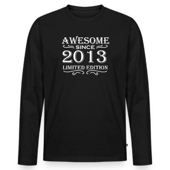 2013 - Jahrgang 2013 - Fantastisch seit 2013 - Männer Premium Bio Langarmshirt - Schwarz - Vorne - Nico (187cm)