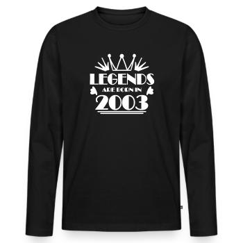 2003 - Jahrgang 2003 - Männer Premium Bio Langarmshirt - Schwarz - Vorne - Nico (187cm)