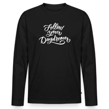 Folge deinem Traum - Männer Premium Bio Langarmshirt - Schwarz - Vorne - Nico (187cm)