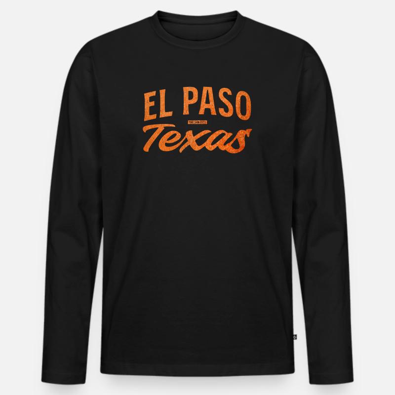 El Paso Texas Script Logo - Men's Premium Organic Long Sleeve Shirt - black