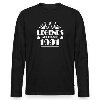 1991 - Born 1991 - Men's Premium Organic Long Sleeve Shirt - black - Front - Nico (187cm)