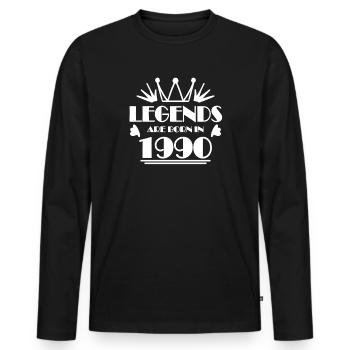 1990 - Jahrgang 1990 - Männer Premium Bio Langarmshirt - Schwarz - Vorne - Nico (187cm)
