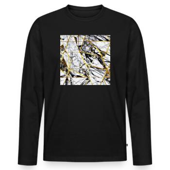 Marmor Schwarz Weiß Gold Textur - Männer Premium Bio Langarmshirt - Schwarz - Vorne - Nico (187cm)