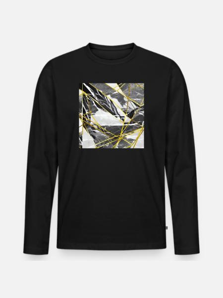 Marble Black Gold Geometric texture - Men's Premium Organic Long Sleeve Shirt - black