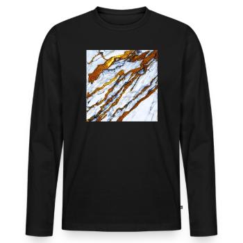 weißer Marmor trifft auf Gold - Männer Premium Bio Langarmshirt - Schwarz - Vorne - Nico (187cm)