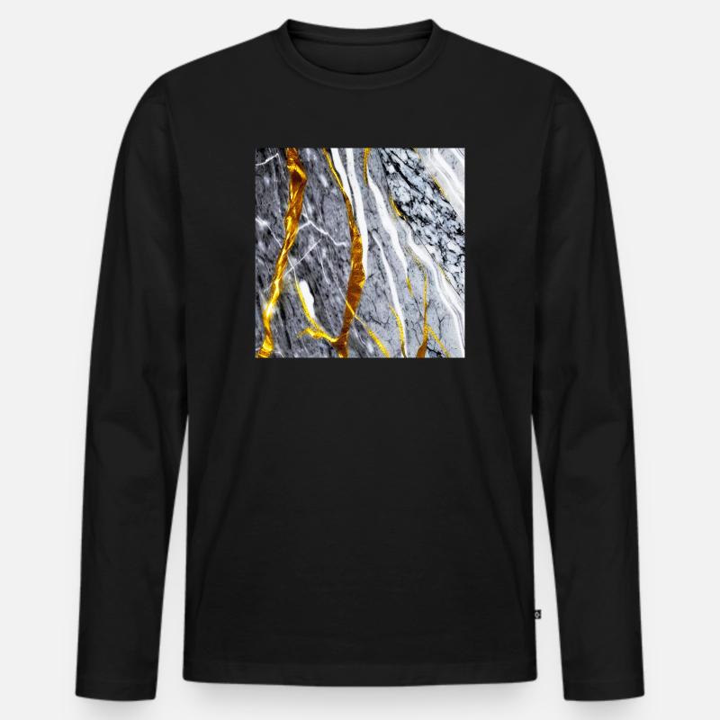Marmor Gold Textur - Männer Premium Bio Langarmshirt - Schwarz