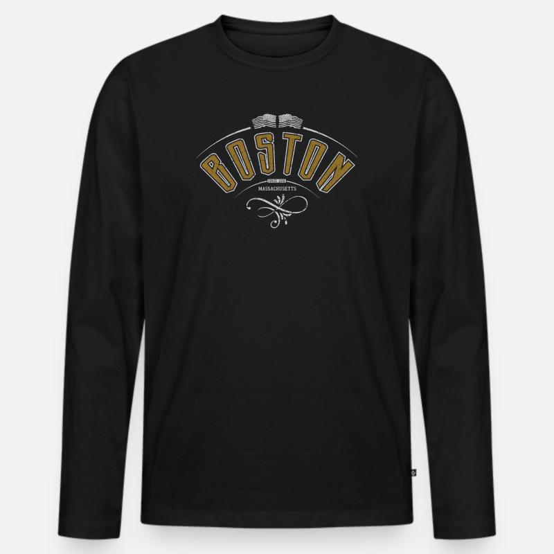 Boston Massachusetts - Männer Premium Bio Langarmshirt - Schwarz