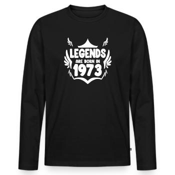 1973 - Jahrgang 1973 - Geburtsjahr 1973 - Männer Premium Bio Langarmshirt - Schwarz - Vorne - Nico (187cm)