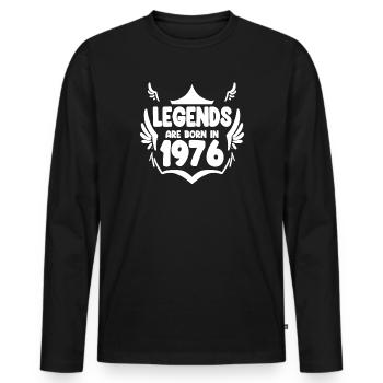 1976 - Jahrgang 1976 - Geburtsjahr 1976 - Männer Premium Bio Langarmshirt - Schwarz - Vorne - Nico (187cm)