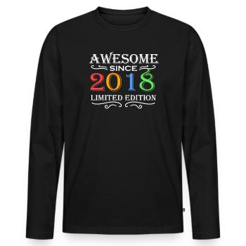 2018 - Born 2018 - Year of birth 2018 - Men's Premium Organic Long Sleeve Shirt - black - Front - Nico (187cm)