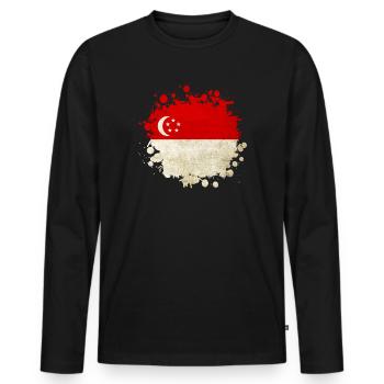 Singapore flag design - Men's Premium Organic Long Sleeve Shirt - black - Front - Nico (187cm)