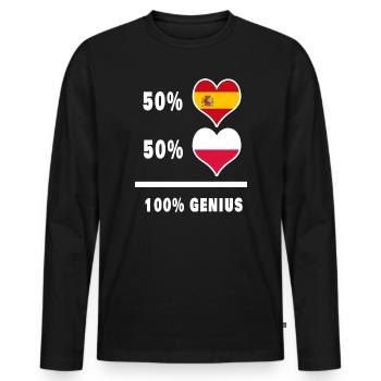 Pologne et Espagne génie / cadeau - T-shirt manches longues Premium bio Homme - noir - Devant - Nico (187cm)