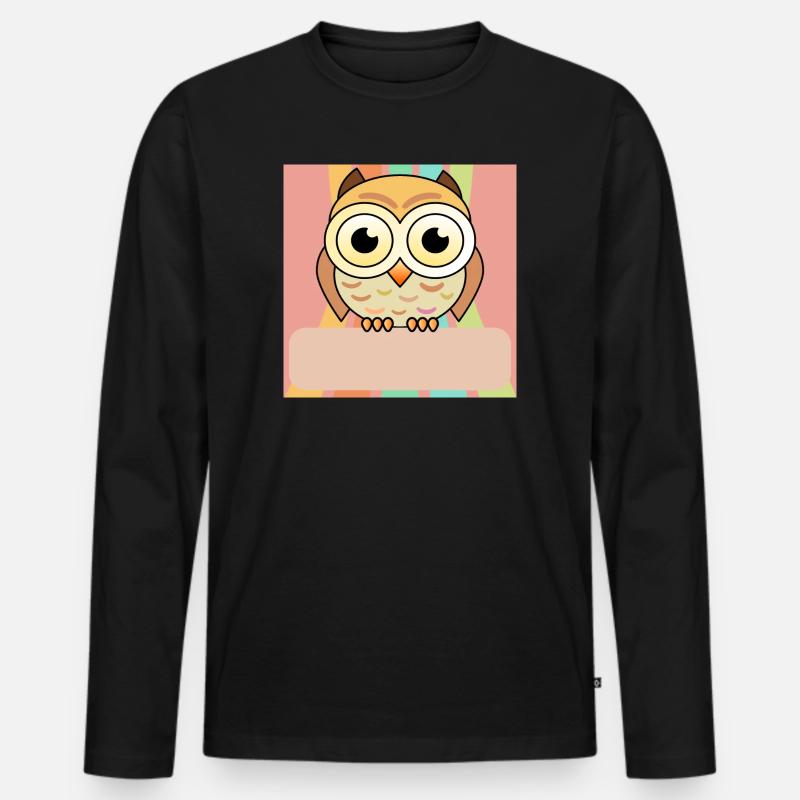 Namensschild Eule - Männer Premium Bio Langarmshirt - Schwarz