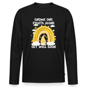 Gnome One Fights Alone Sarcoma Cancer - Men's Premium Organic Long Sleeve Shirt - black - Front - Nico (187cm)