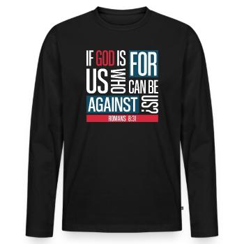 Dieu pour nous (sombre) - T-shirt manches longues Premium bio Homme - noir - Devant - Nico (187cm)