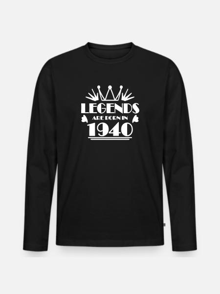 1940 - Born 1940 - Men's Premium Organic Long Sleeve Shirt - black