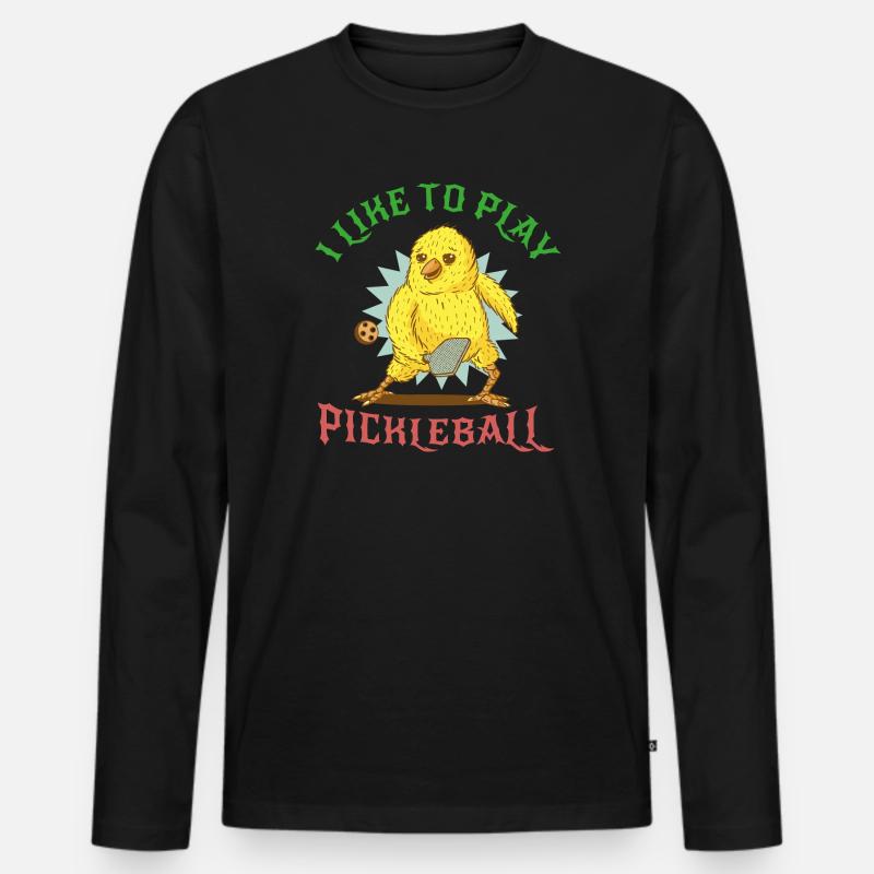 ich mag Pickleball - Männer Premium Bio Langarmshirt - Schwarz