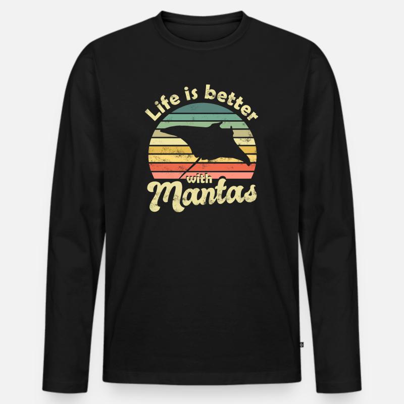 Mantarochen Manta - Männer Premium Bio Langarmshirt - Schwarz