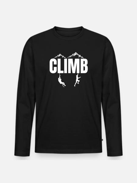 climbing, mountain, climb, climber - Men's Premium Organic Long Sleeve Shirt - black