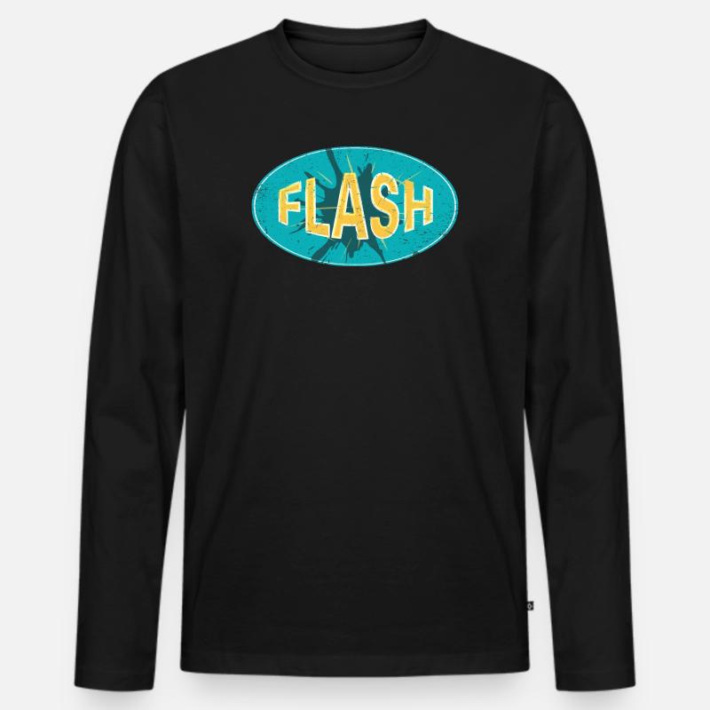 FLASH EMBLEM - Männer Premium Bio Langarmshirt - Schwarz