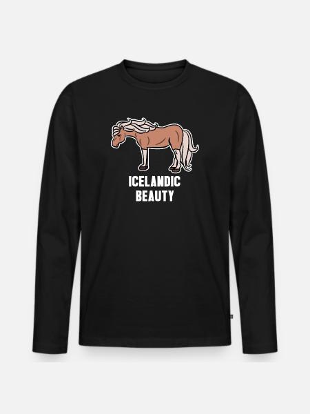 Islandpferde Cool Pferde Statement Pferdefan - Männer Premium Bio Langarmshirt - Schwarz