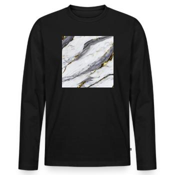 Marmor Weiß Gold Struktur - Männer Premium Bio Langarmshirt - Schwarz - Vorne - Nico (187cm)