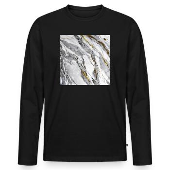 Marmor Naturstein Weiß Gold Textur - Männer Premium Bio Langarmshirt - Schwarz - Vorne - Nico (187cm)