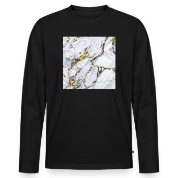 Marmor Weiß Gold Textur - Männer Premium Bio Langarmshirt - Schwarz - Vorne - Nico (187cm)