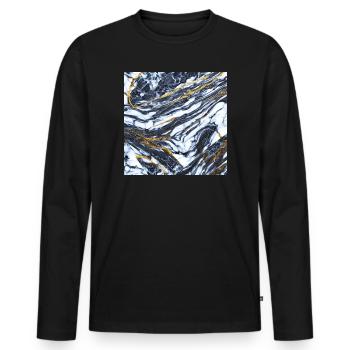 Marmor trifft auf Gold Marmorgold Textur - Männer Premium Bio Langarmshirt - Schwarz - Vorne - Nico (187cm)