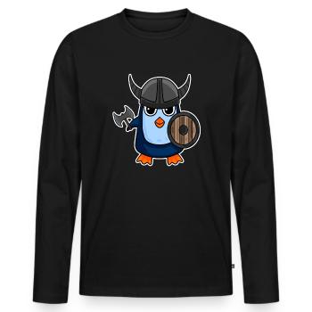 Viking Penguin Motif - Men's Premium Organic Long Sleeve Shirt - black - Front - Nico (187cm)