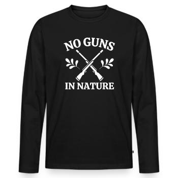 anti-chasse, contre la chasse, no guns in nature - T-shirt manches longues Premium bio Homme - noir - Devant - Nico (187cm)