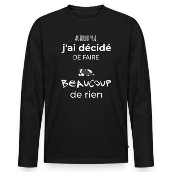 Cadeau humour chien homme ou femme - T-shirt manches longues Premium bio Homme - noir - Devant - Nico (187cm)