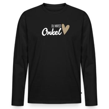 Onkel werden - Du wirst Onkel - Männer Premium Bio Langarmshirt - Schwarz - Vorne - Nico (187cm)